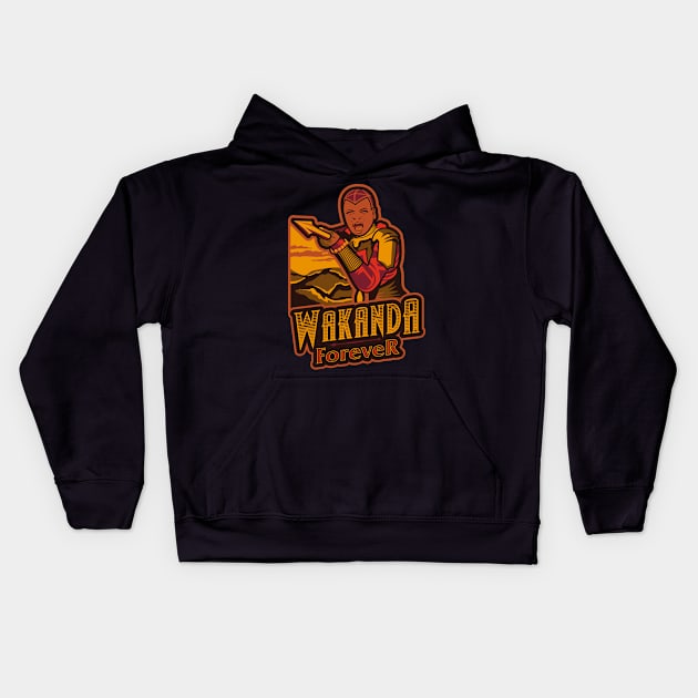 Wakanda Forever Kids Hoodie by dayaganggu